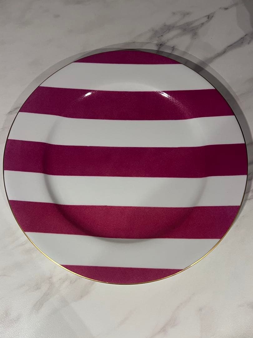 MarieDaage リモージュ　30センチプレート　ストライプフューシャピンク