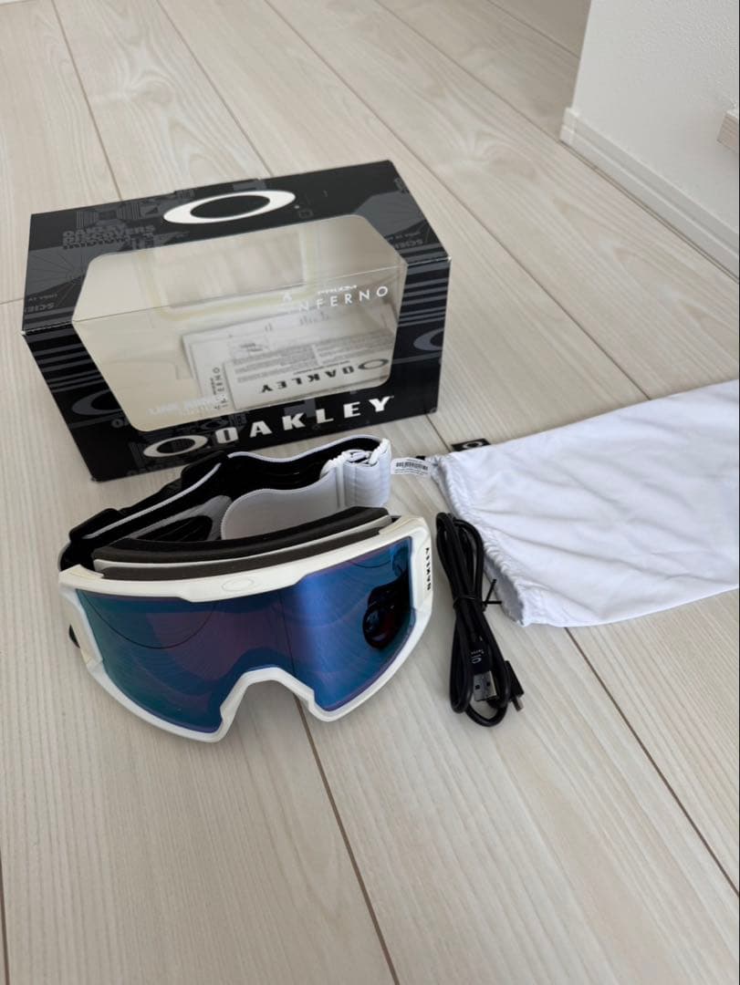 OAKLEY INFERNO 熱線ゴーグル ホワイト/ブルー 箱付き