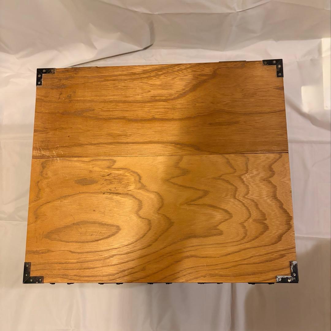 木製ベルベット内張付き引き出し付き収納チェスト