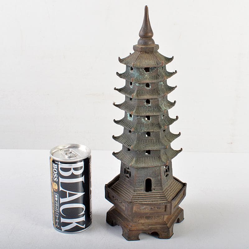 仏教美術　古銅　仏塔　置物　高さ約29cm　M　R6245