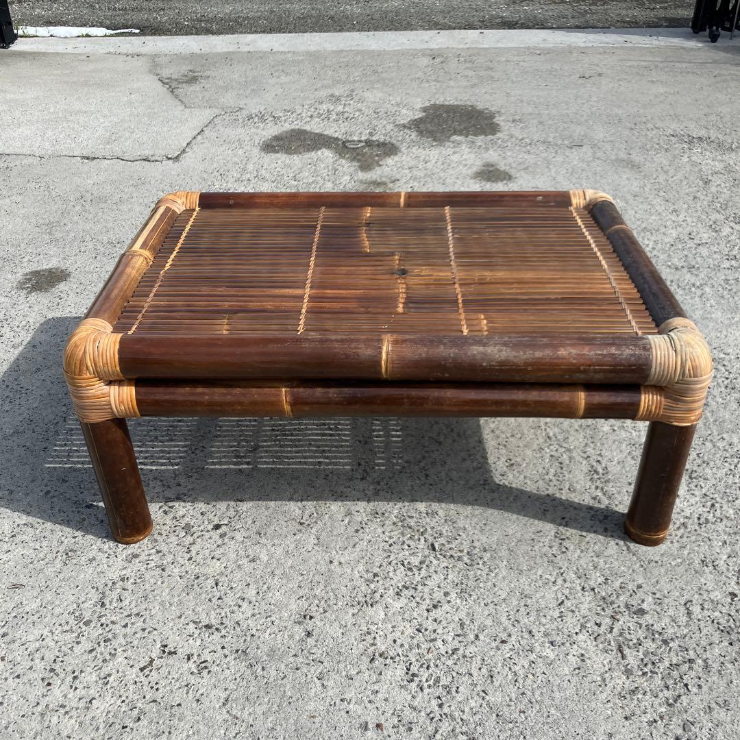 昭和レトロ エスニック バンブーテーブル 竹製座卓 ローテーブル ビンテージ