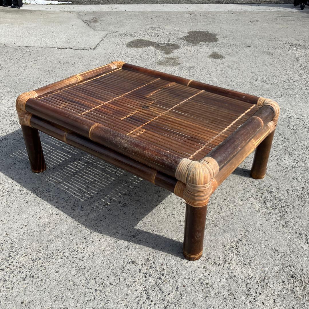 昭和レトロ エスニック バンブーテーブル 竹製座卓 ローテーブル ビンテージ