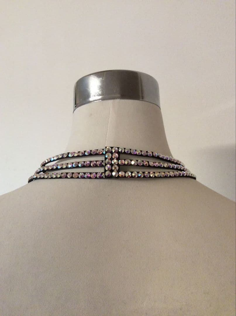 ▲【スワロフスキー製】黒 社交ダンス ベリーダンス 布製 豪華 ネックレス