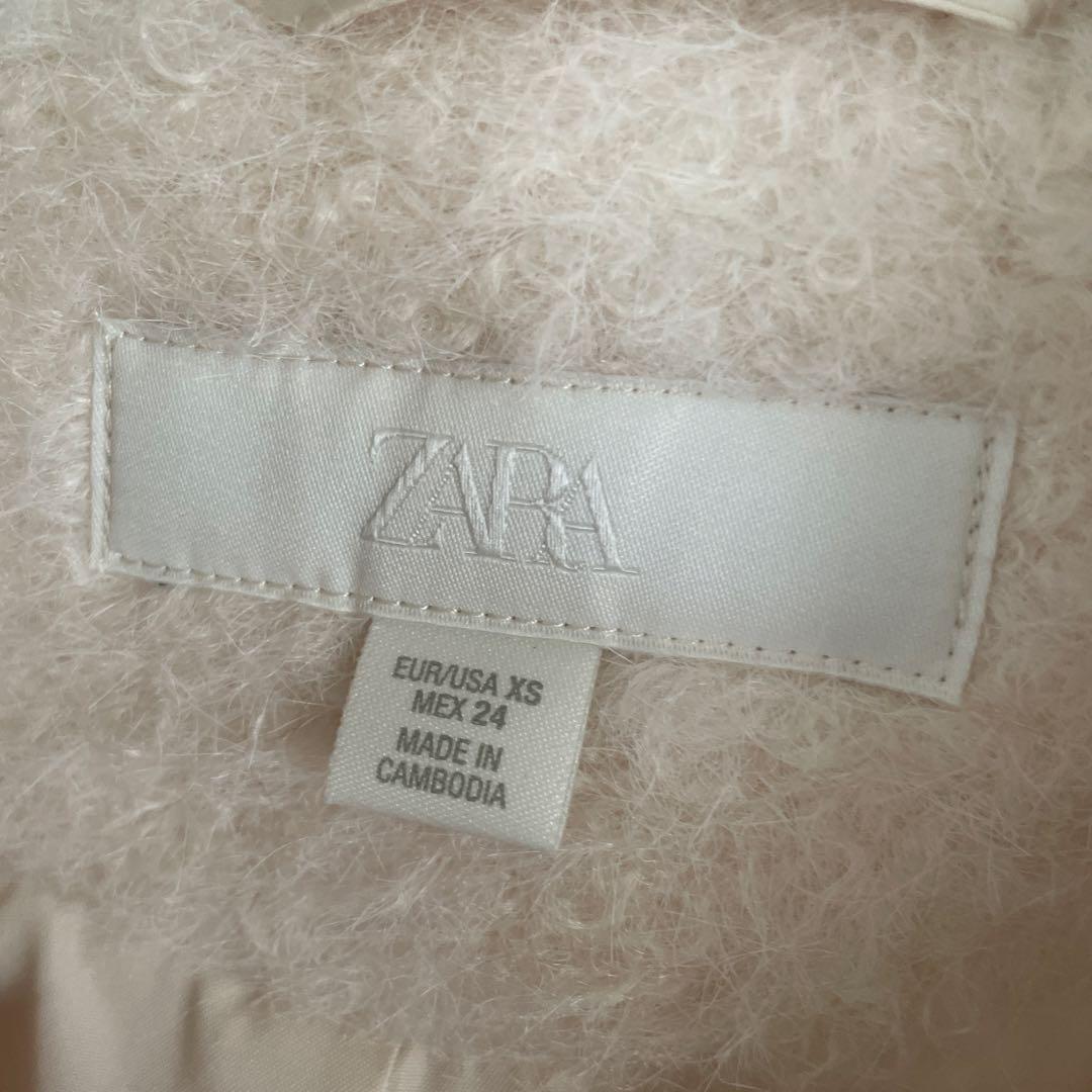 ZARA ブークレダブルブレストミディ丈コートXS