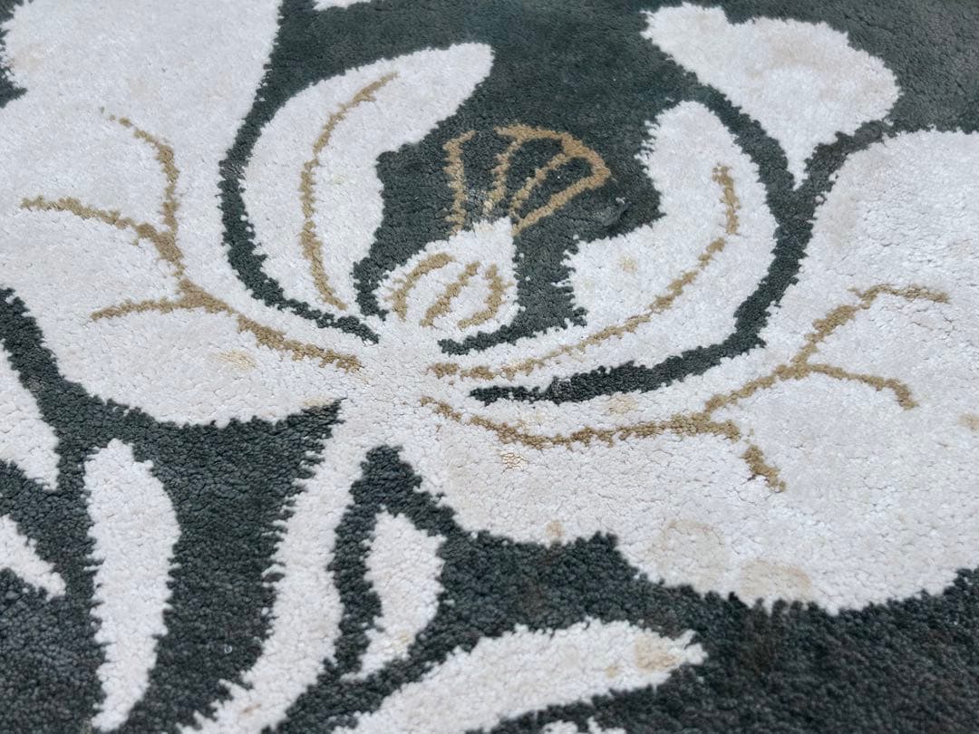 鍋島緞通 新鍋島 吉島敷物 座布団 牡丹B-1 利久ねずみ地 -352-