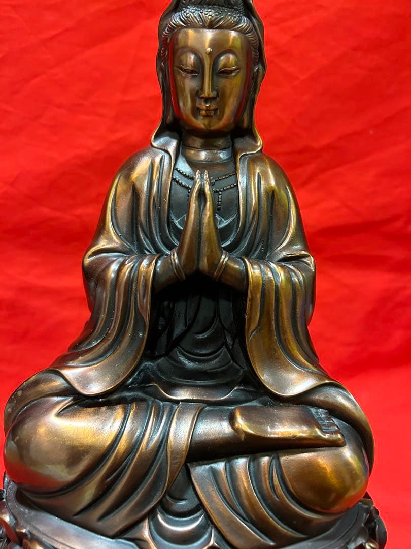 观音菩萨坐像 蓮坐台 紫銅