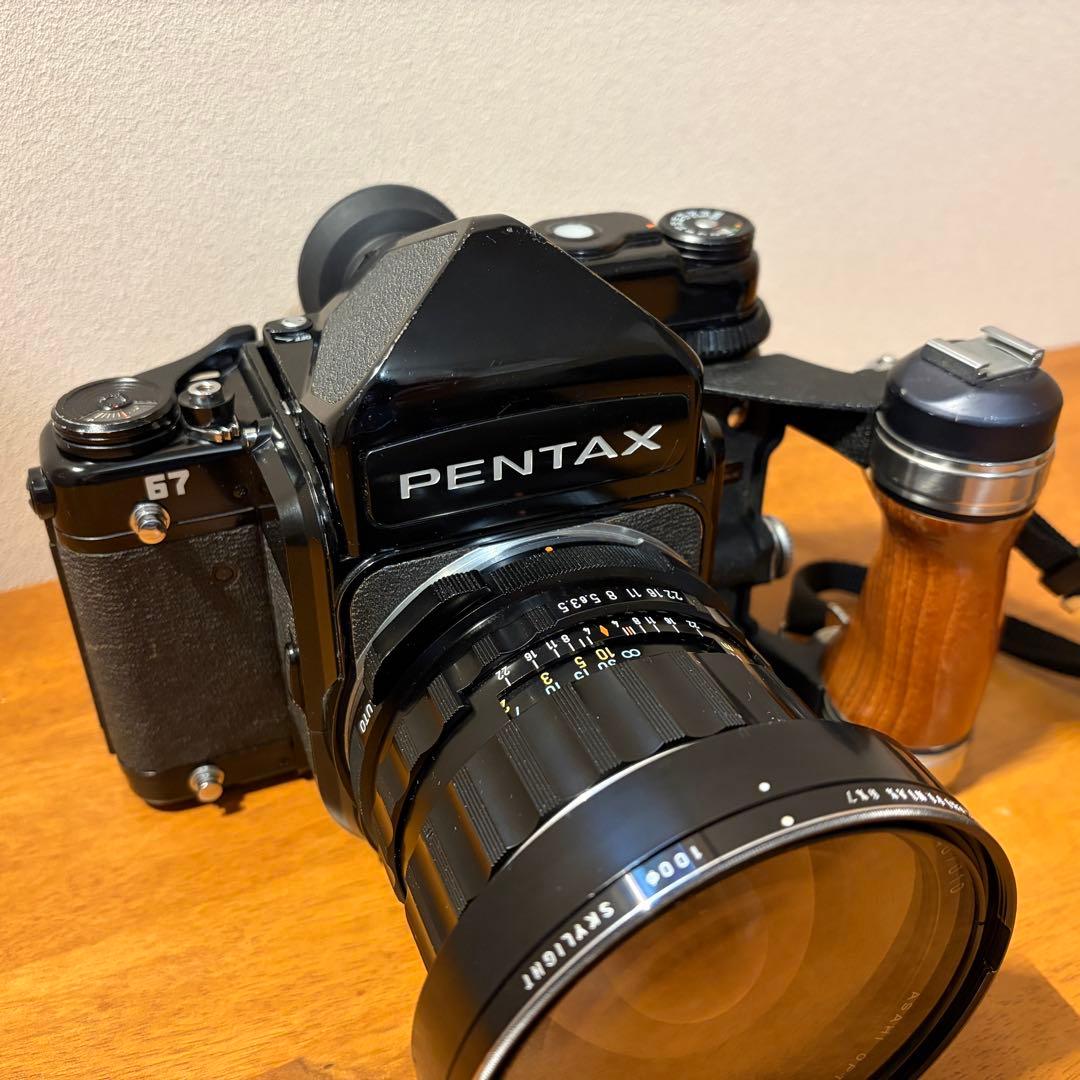 バケペンPENTAX67 TAKUMAR 55mm f3.5 木製グリップ付き