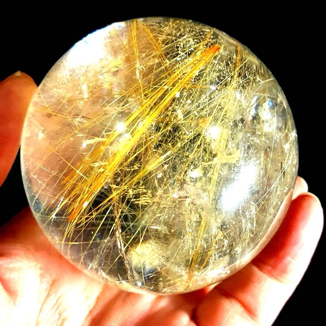超大玉　65mm ゴールドルチルクォーツ　金針水晶　パワーストーン