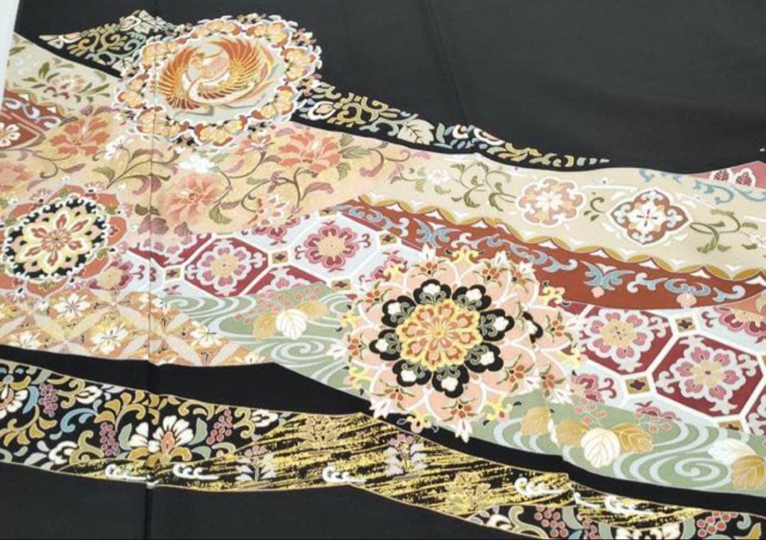 専用商品　6点フルセット　作家物正絹黒留袖　袋帯　帯揚げ　帯締め　末広　長襦袢