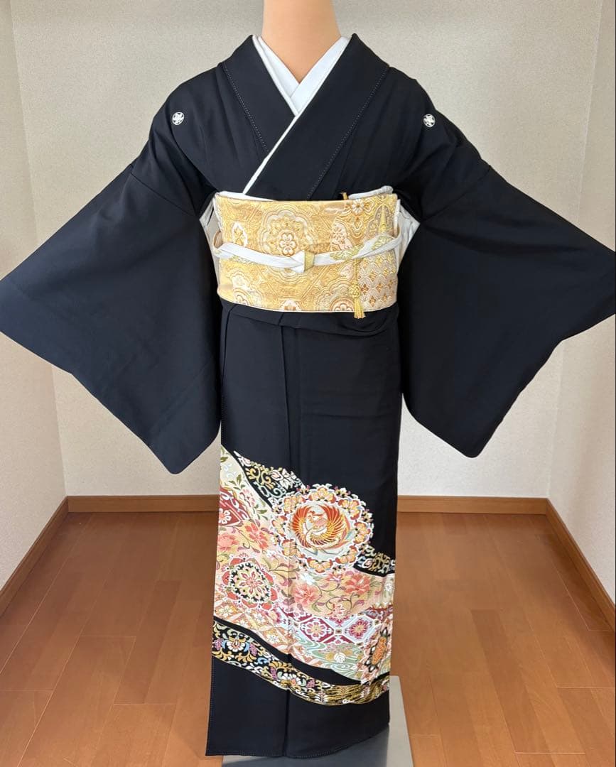 専用商品　6点フルセット　作家物正絹黒留袖　袋帯　帯揚げ　帯締め　末広　長襦袢