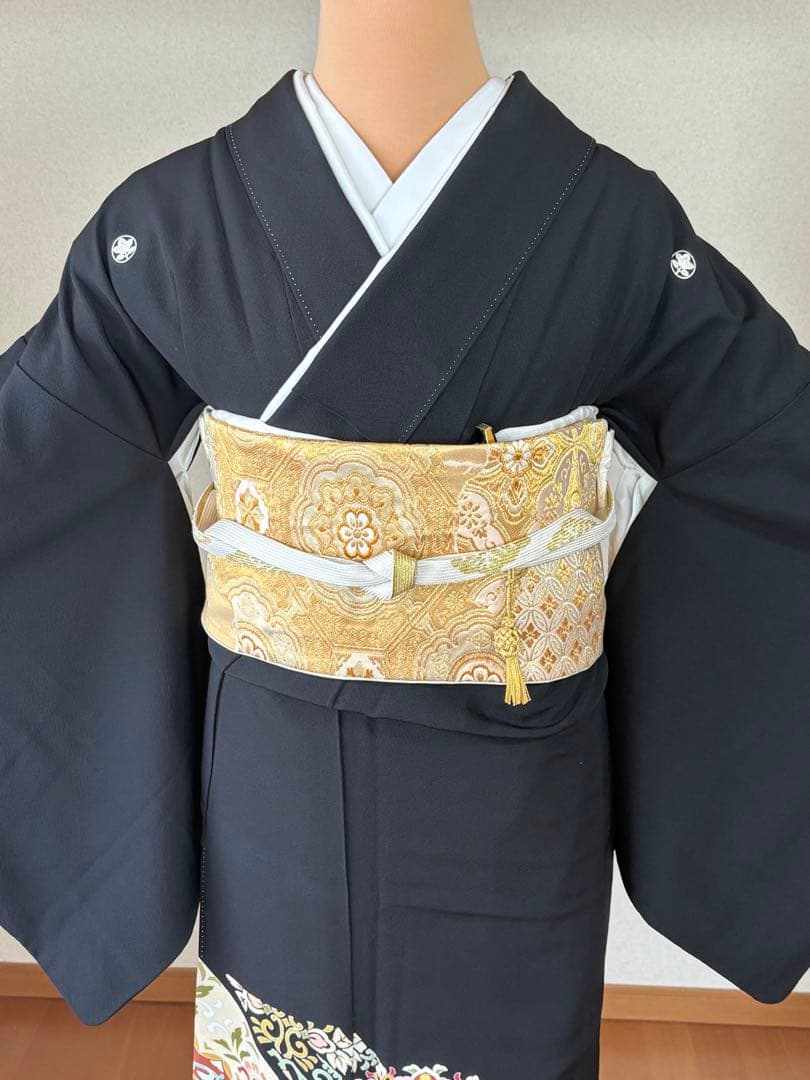 専用商品　6点フルセット　作家物正絹黒留袖　袋帯　帯揚げ　帯締め　末広　長襦袢