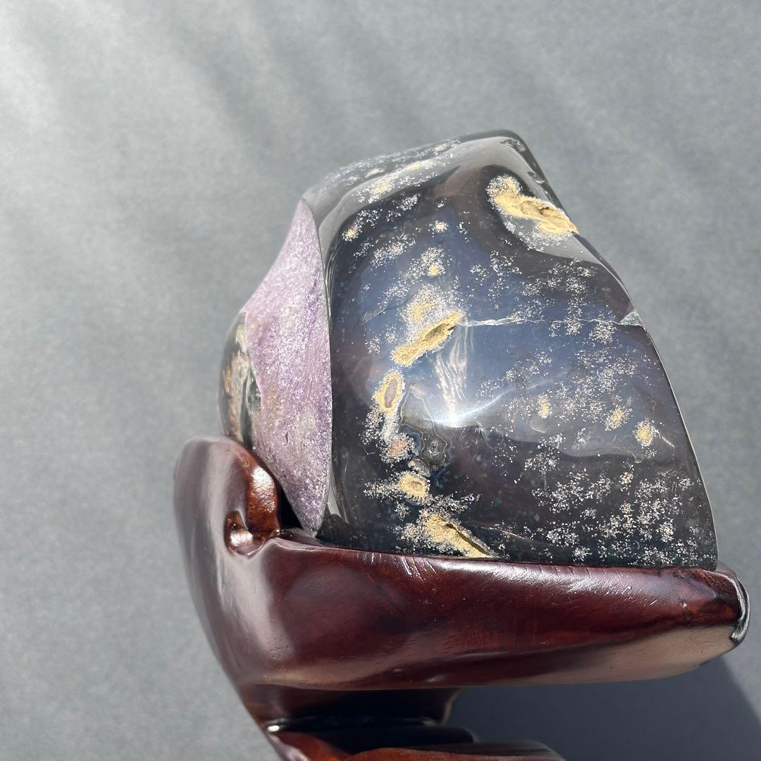 【高品質】ウルグアイ産❣️天然石 アメジストのドーム　置物　台座付きG.214