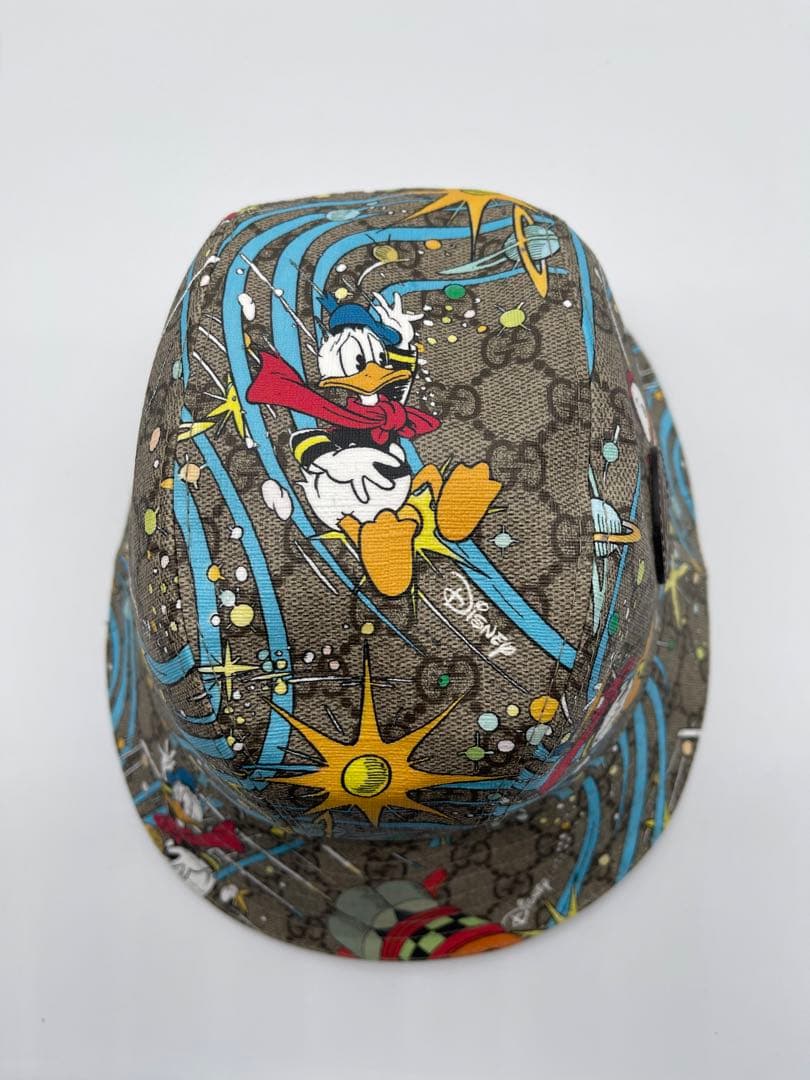 レア　グッチ　ディズニーコラボ　ドナルド　ハット　サイズM 保存袋付き　美品