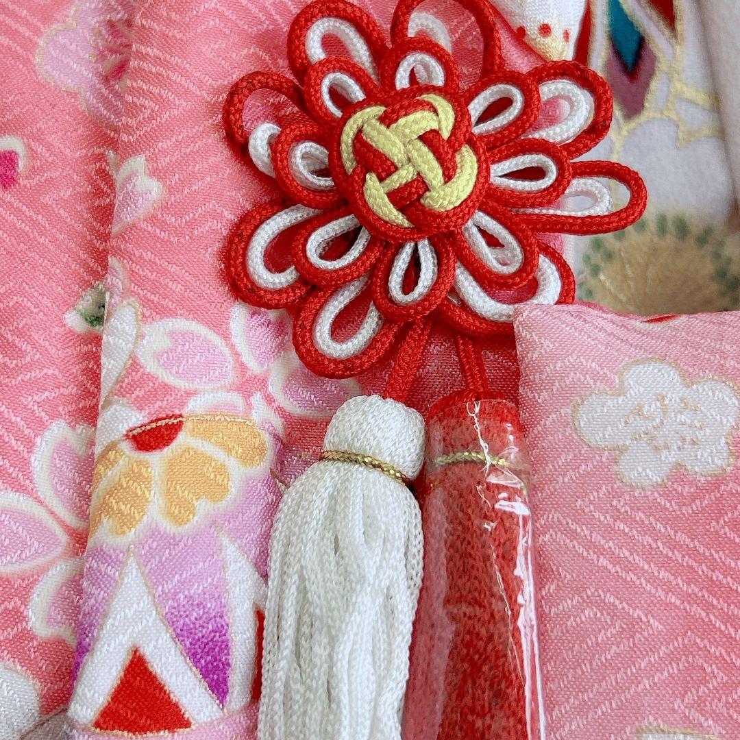 フルセット新品未使用　箱入り　七五三3歳　被布＆長着＆長襦袢＆小物　ピンク白