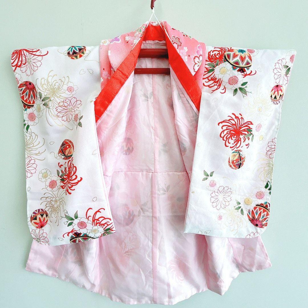 フルセット新品未使用　箱入り　七五三3歳　被布＆長着＆長襦袢＆小物　ピンク白
