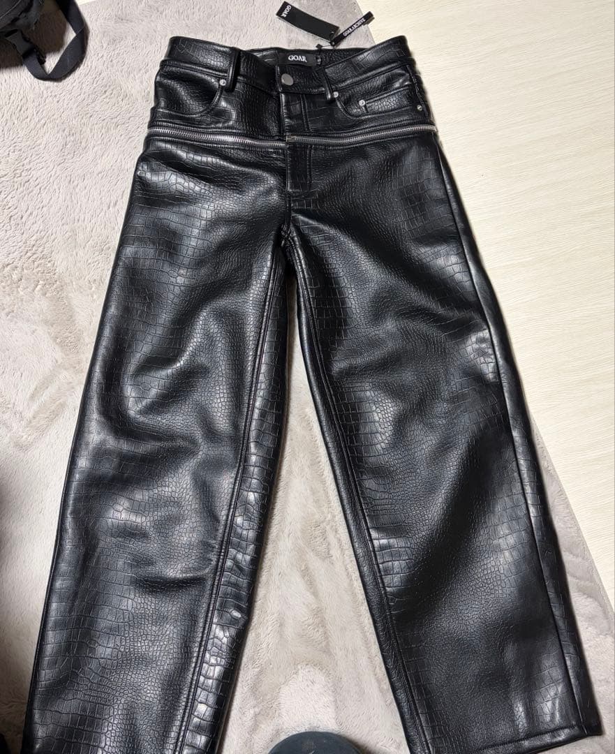 goar.archive クロコ レザー Matte leather black