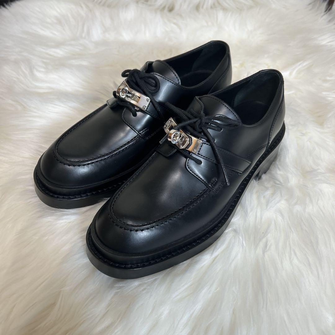 未使用級　HERMES エルメス　革靴　ケリー　ダービー　ファースト　36 黒