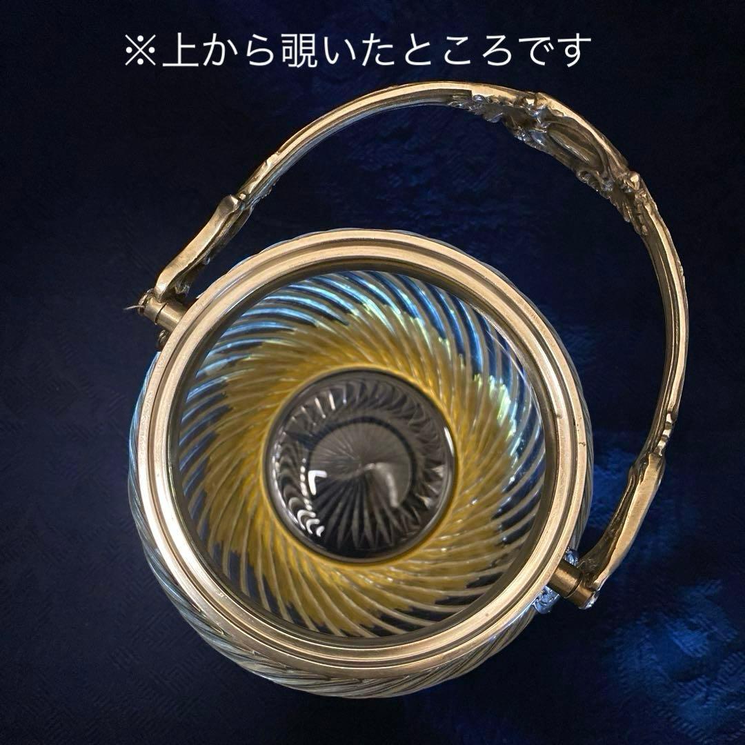 【フランス製】純銀＋クリスタル／ビスケットジャー クッキージャー バレル／銀包み