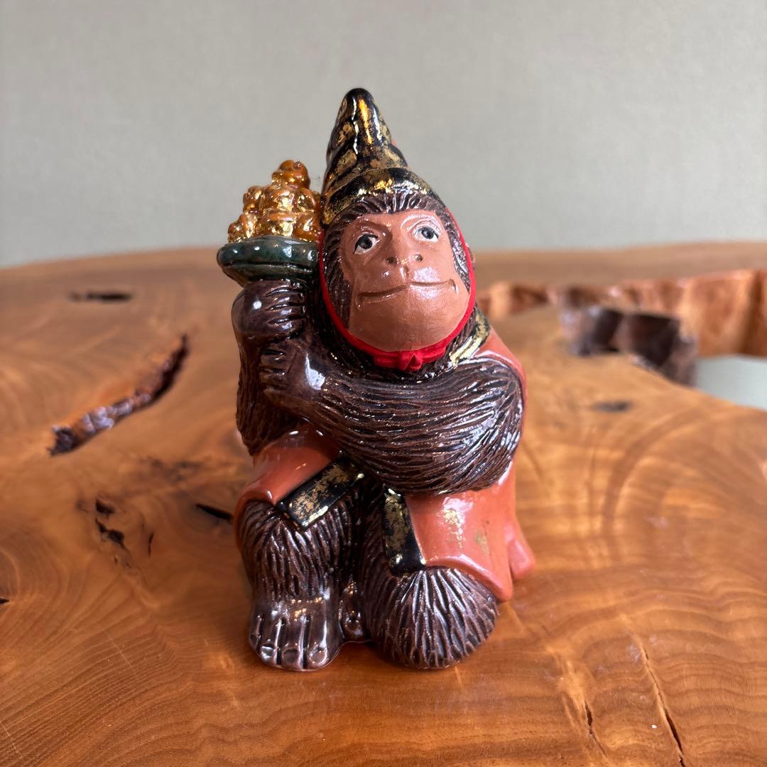 六兵衛窯 干支置物 「申三番」 申年 清水焼 陶芸 たち吉 共箱