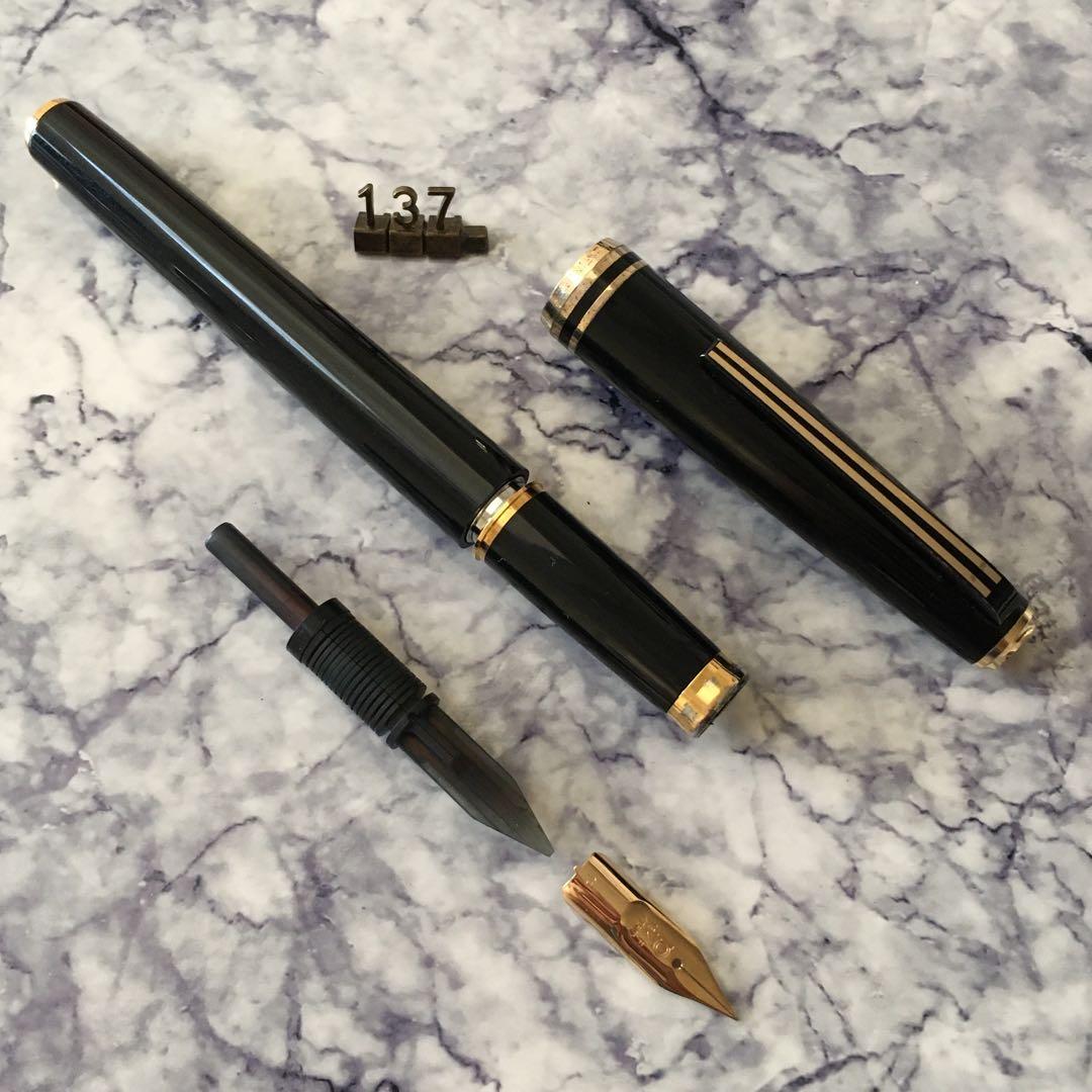 #137 オーバーホール済み 万年筆 PLATINUMプラチナ ロング 18k