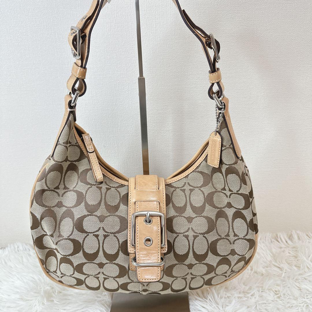 COACH シグネチャー ワンショルダーバッグ ホーボー ブラウン Y2K三日月