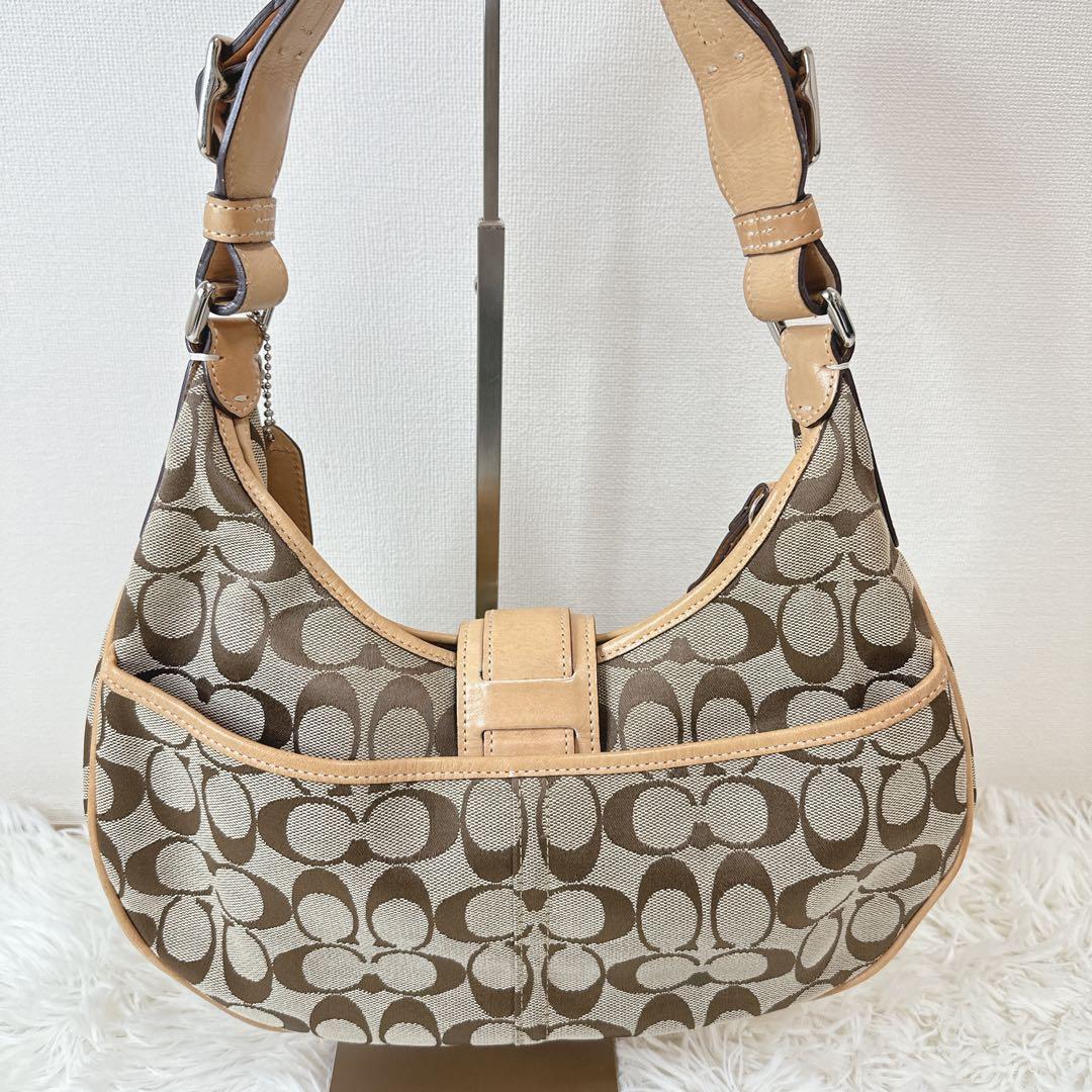 COACH シグネチャー ワンショルダーバッグ ホーボー ブラウン Y2K三日月