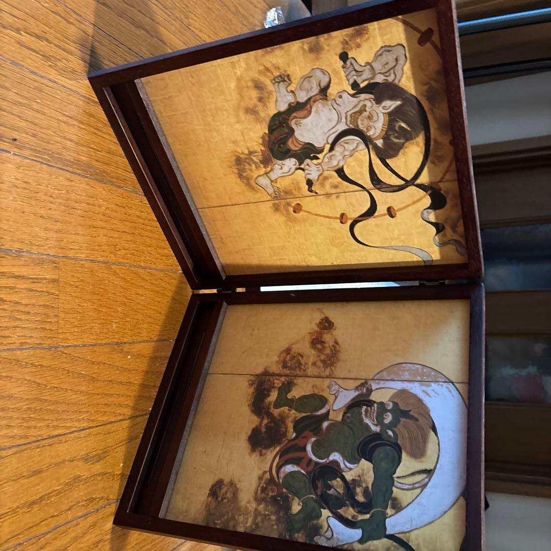 風神雷神図の屏風　ミニチュア