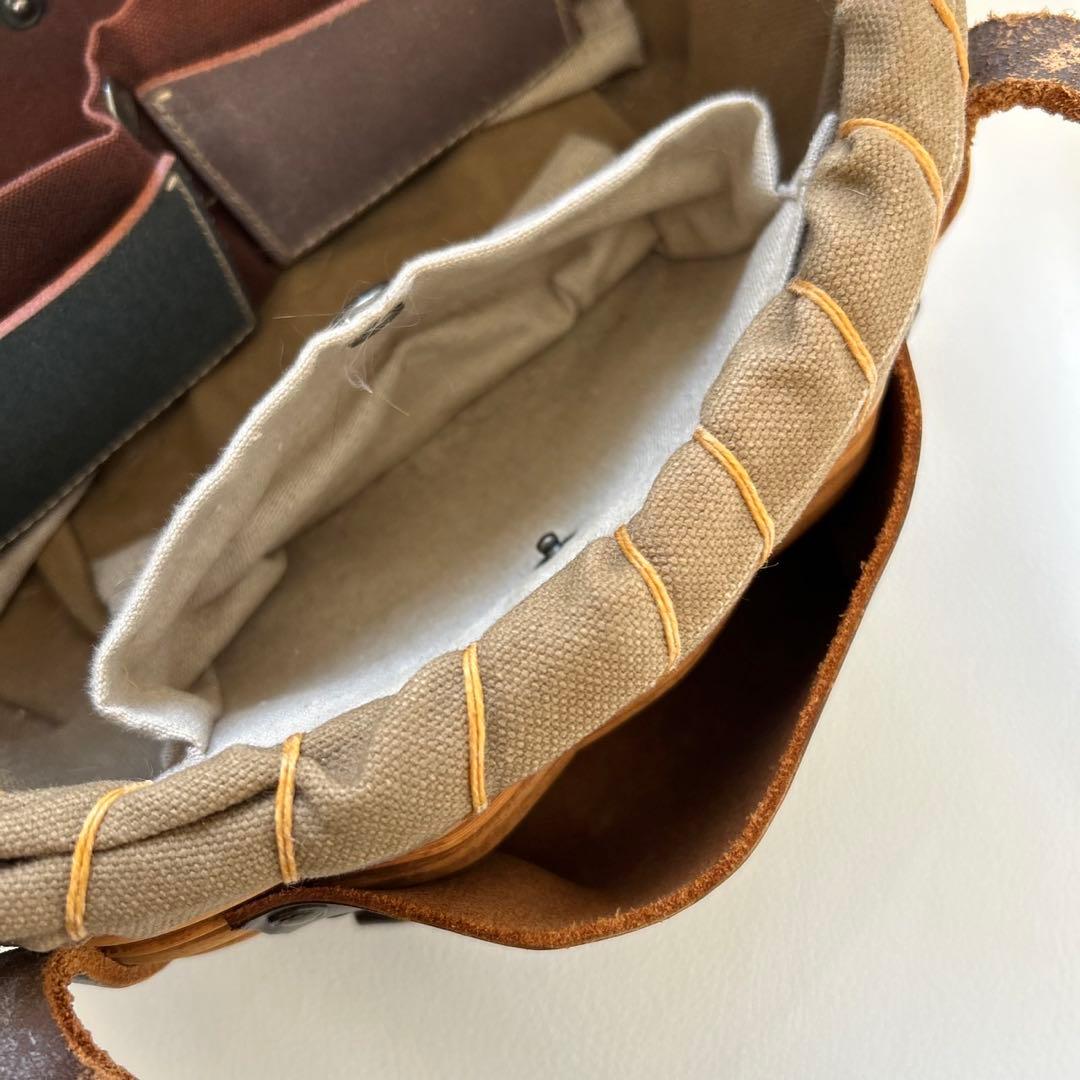 エバゴス 夜na夜na ファー リネン レザー カゴバッグ