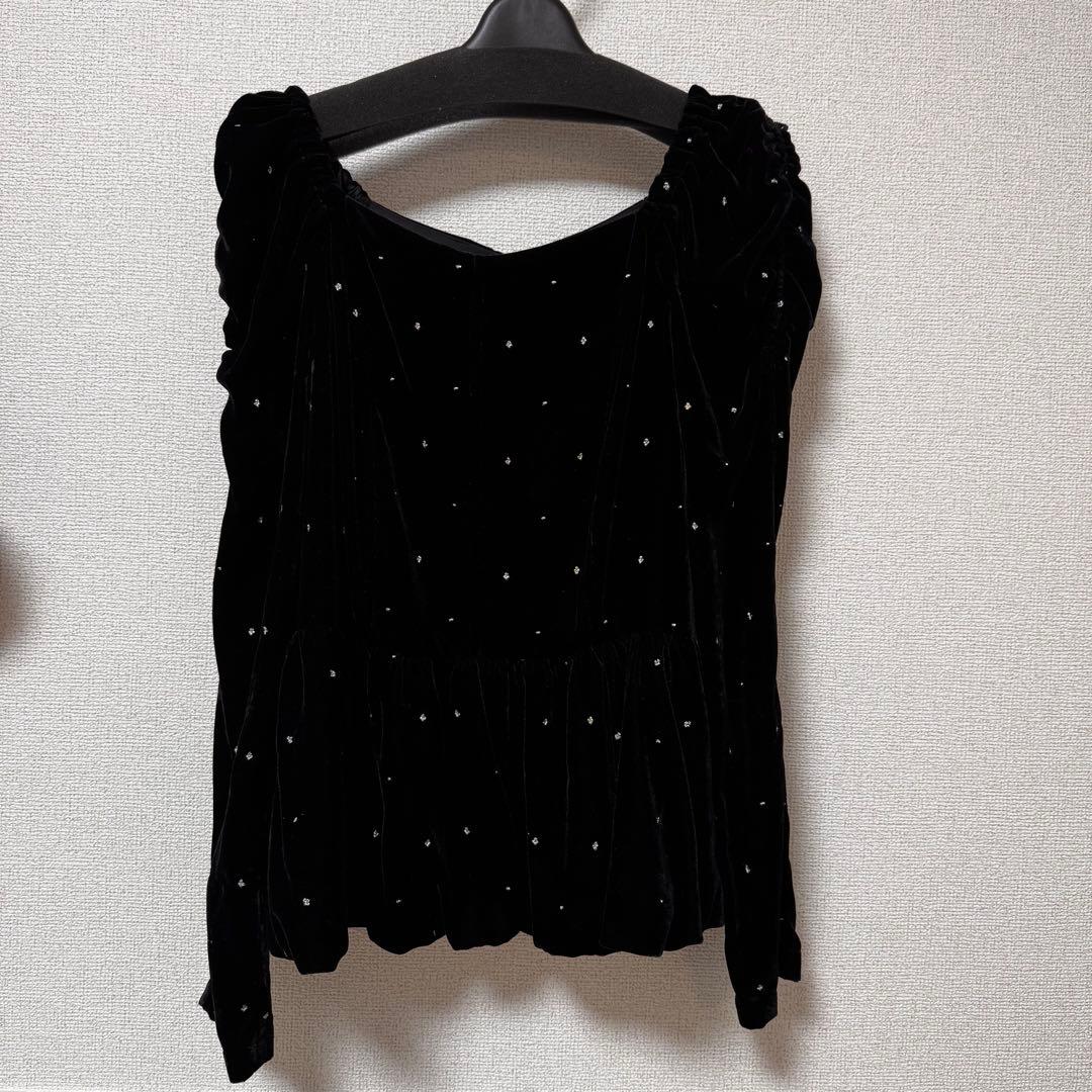 Rirandrure ベロア刺繍ペプラムブラウス　サイズ2 リランドチュール