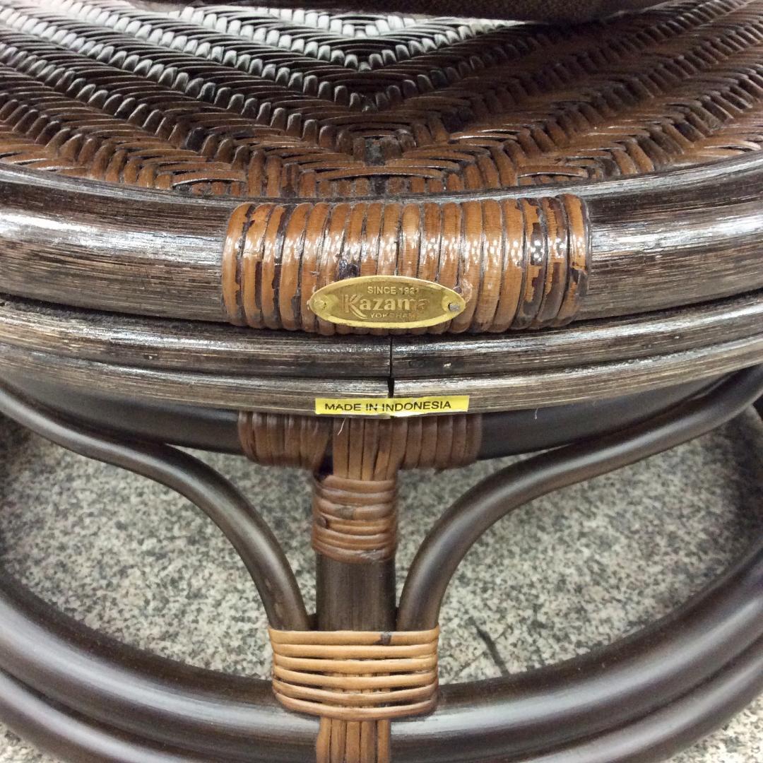 未使用品 カザマ オリッサ ハイバックシーベルチェア ラタン 回転式 ２