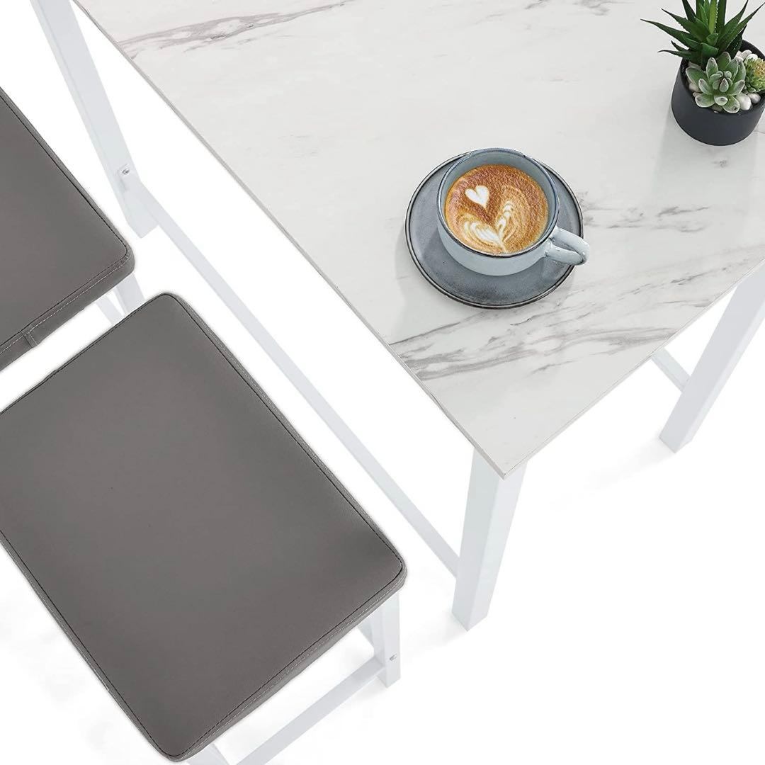 【直接取り引き限定】カウンターテーブル チェア 3点セット 大理石柄 美品