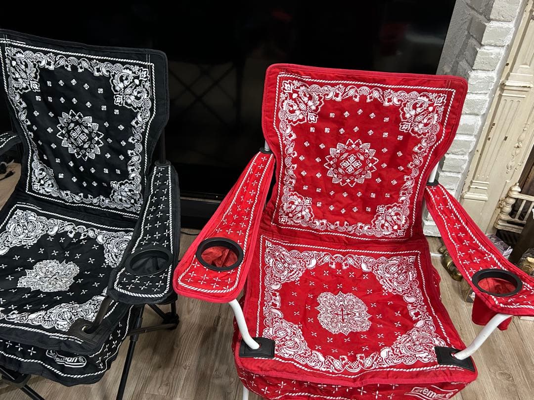 【希少モデル】Coleman × BEAMS コラボチェア ペイズリー赤&黒