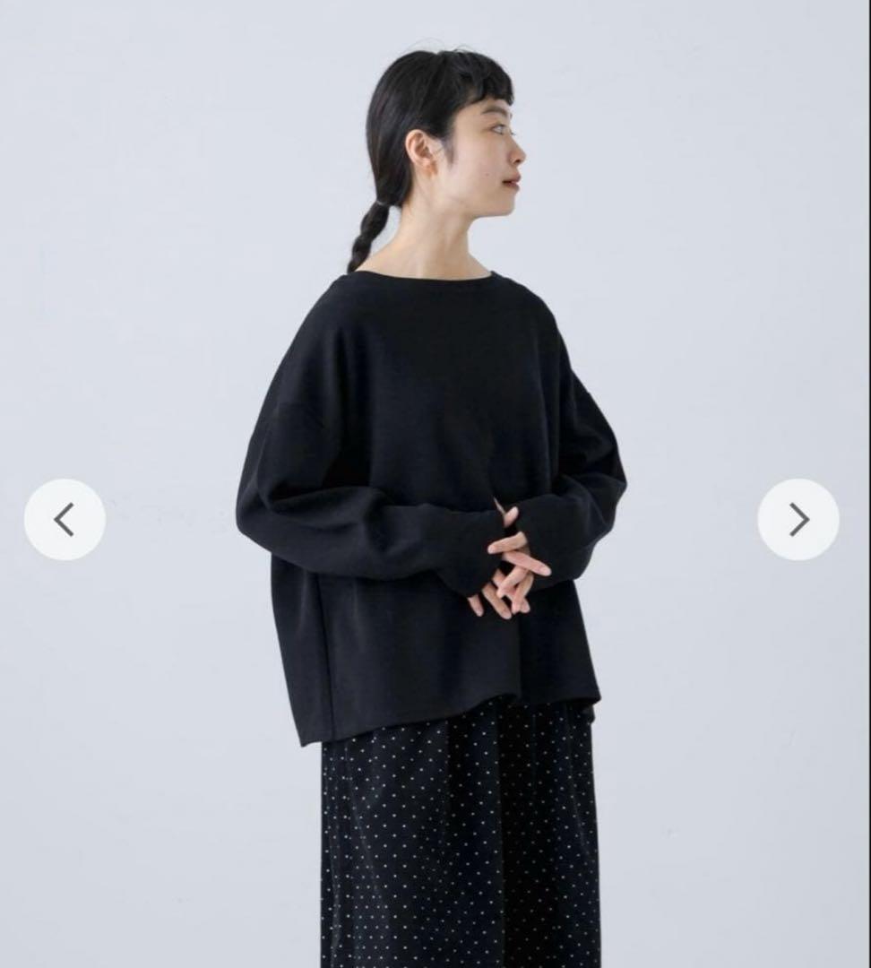 【みゆらママ】ワイドハリヌキプルオーバー　OFFとブラック