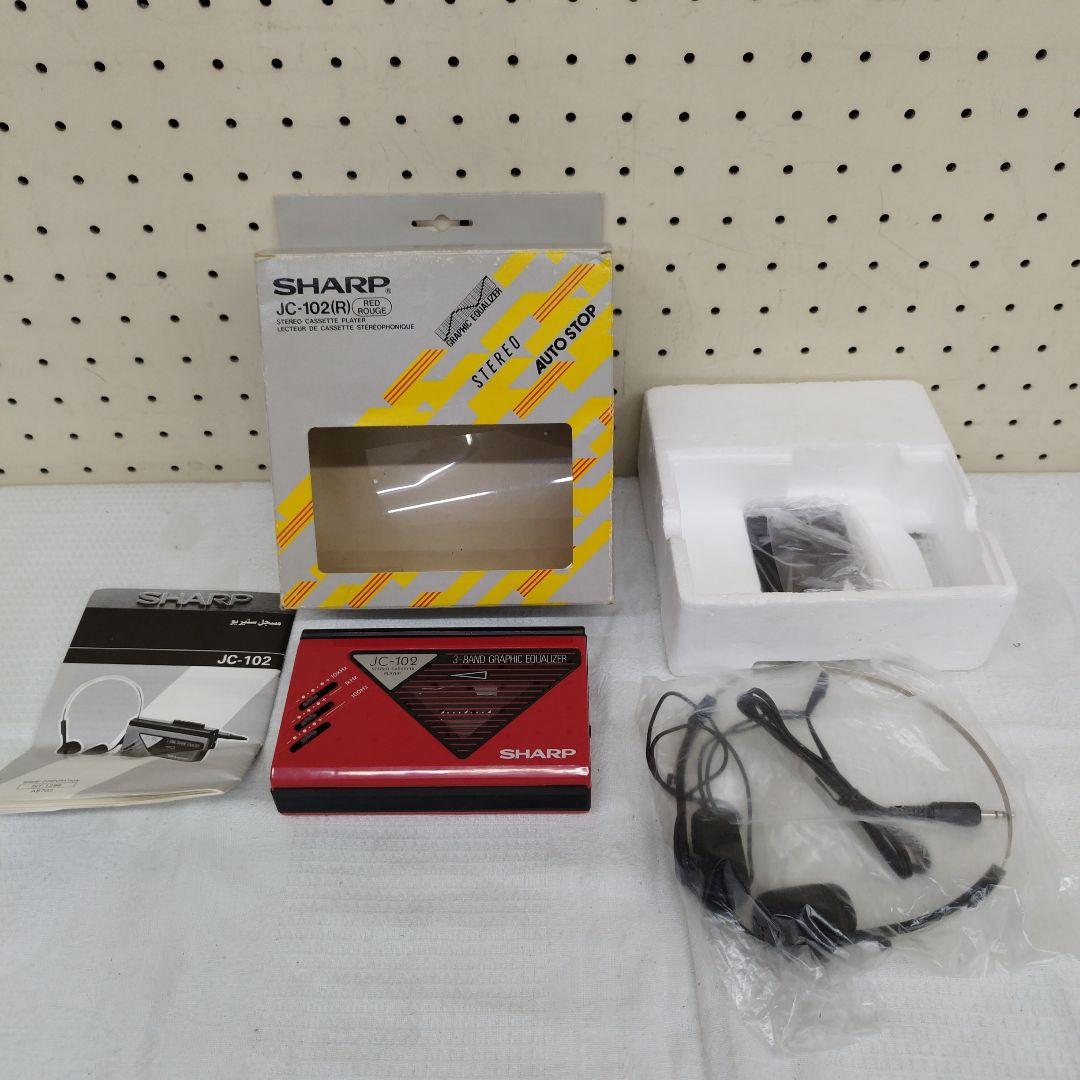 【未使用品】昭和レトロ SHARP JC-102(R) 赤 カセットプレーヤー