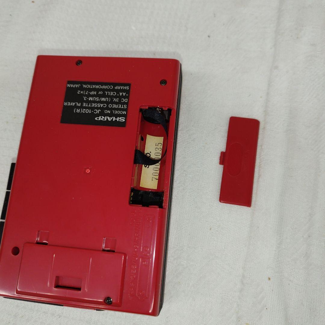 【未使用品】昭和レトロ SHARP JC-102(R) 赤 カセットプレーヤー