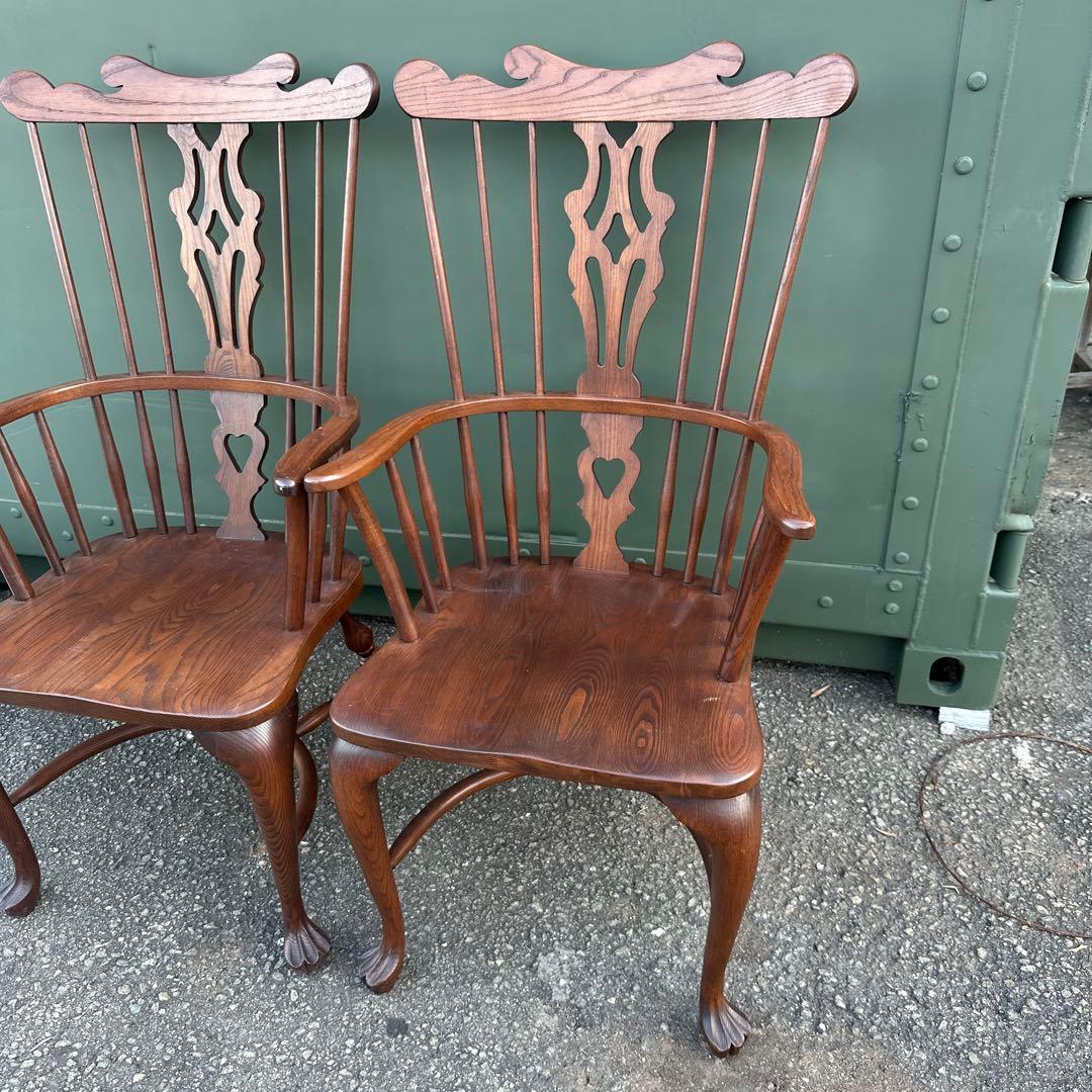 瞬間お値下げ‼️豪邸発掘品‼️木製スピンドルバックチェア アームチェアヴィンテージ