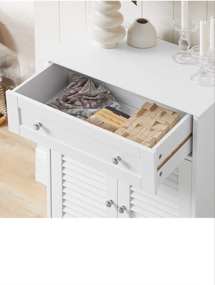 ホワイト木製ラック 引き出し付き 収納