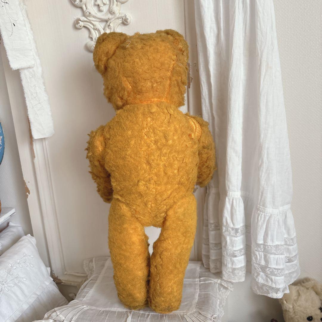 最終ʕ•ᴥ•ʔ アンティークベア　ボネエプロン付き　アンティークテディベア
