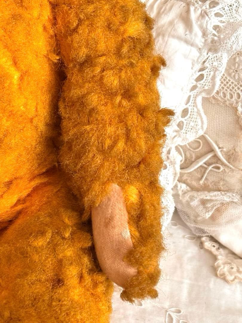 最終ʕ•ᴥ•ʔ アンティークベア　ボネエプロン付き　アンティークテディベア