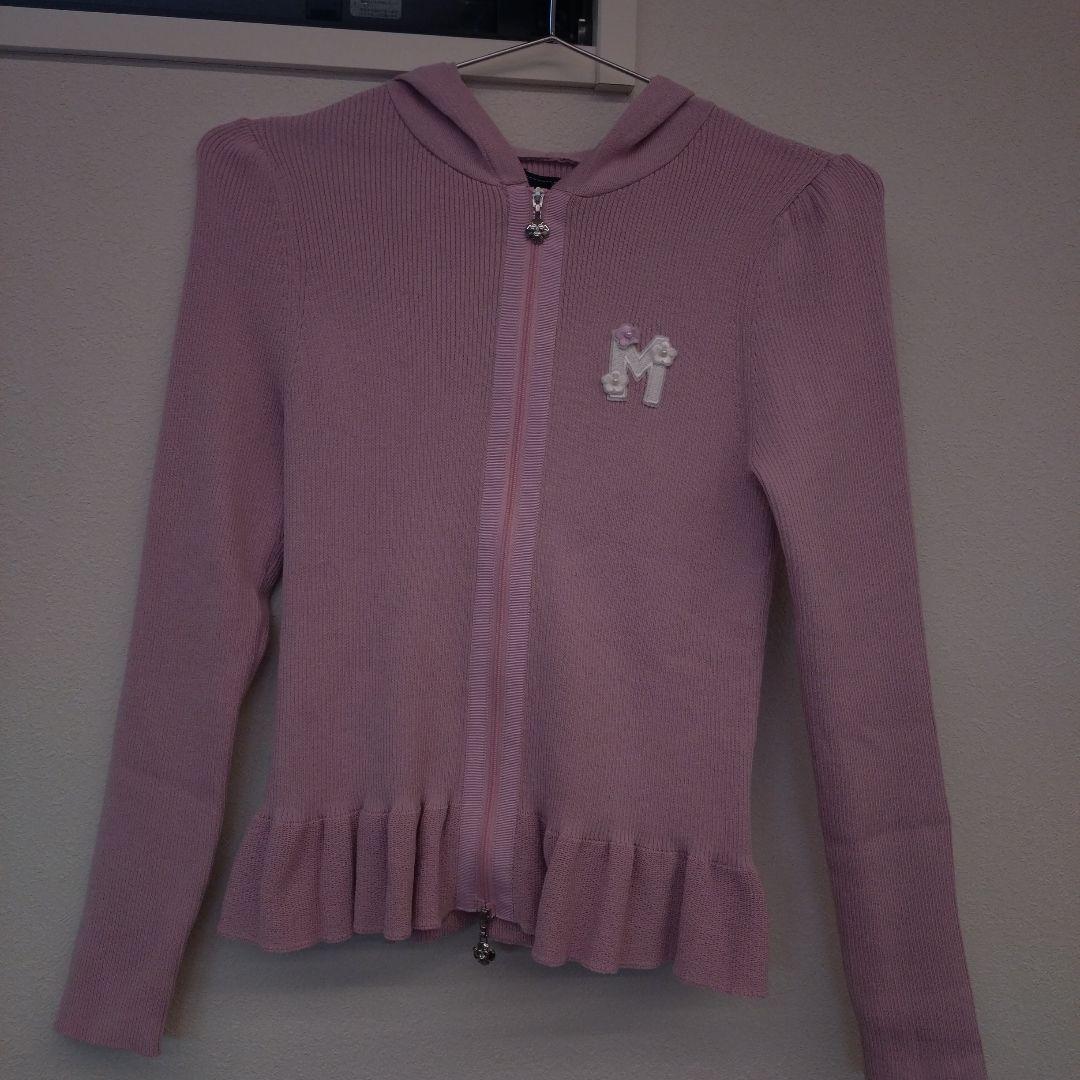 M'SGRACY ピンクロゴカーディガン