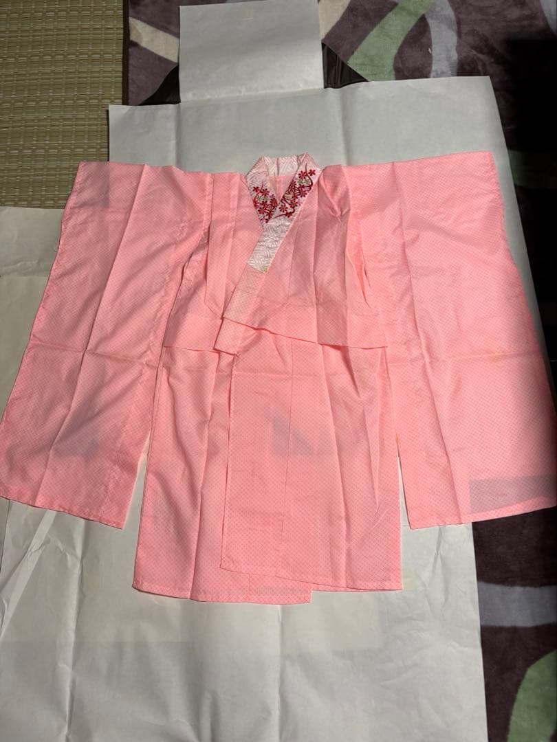 七五三 着物セット 蝶の刺繍付き　緑　7歳　女の子