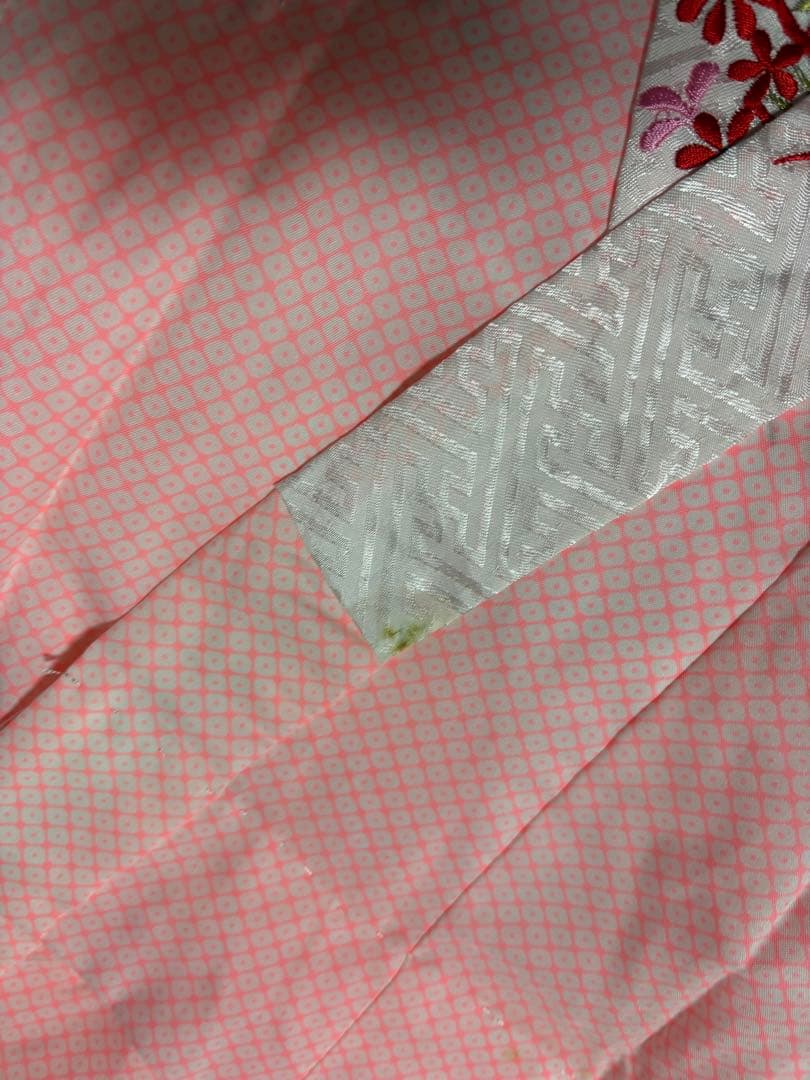 七五三 着物セット 蝶の刺繍付き　緑　7歳　女の子