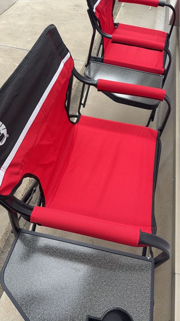 【★限定価格★】Colemanサイドテーブル付デッキチェアST(レッド)2脚