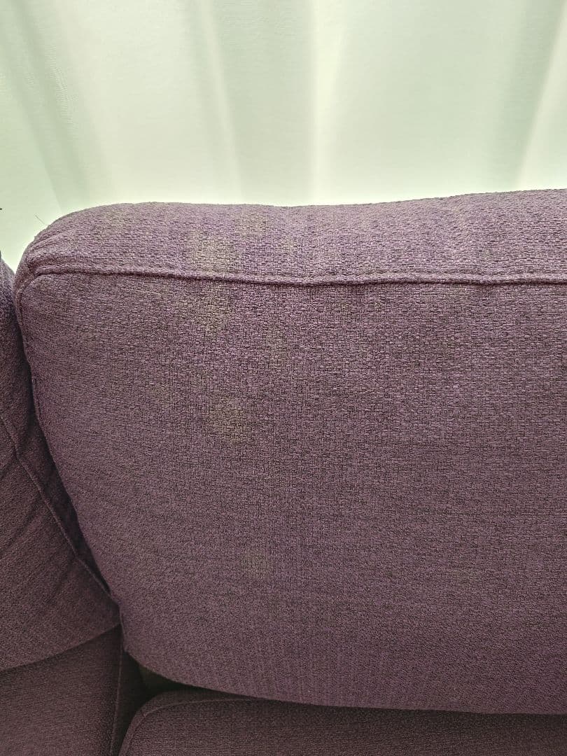 パープル L字型ソファ 付属クッション付き
