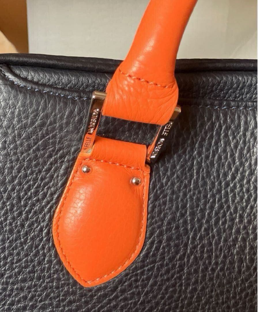 PELLE MORBIDA ビジネスバッグ ネイビー/オレンジ