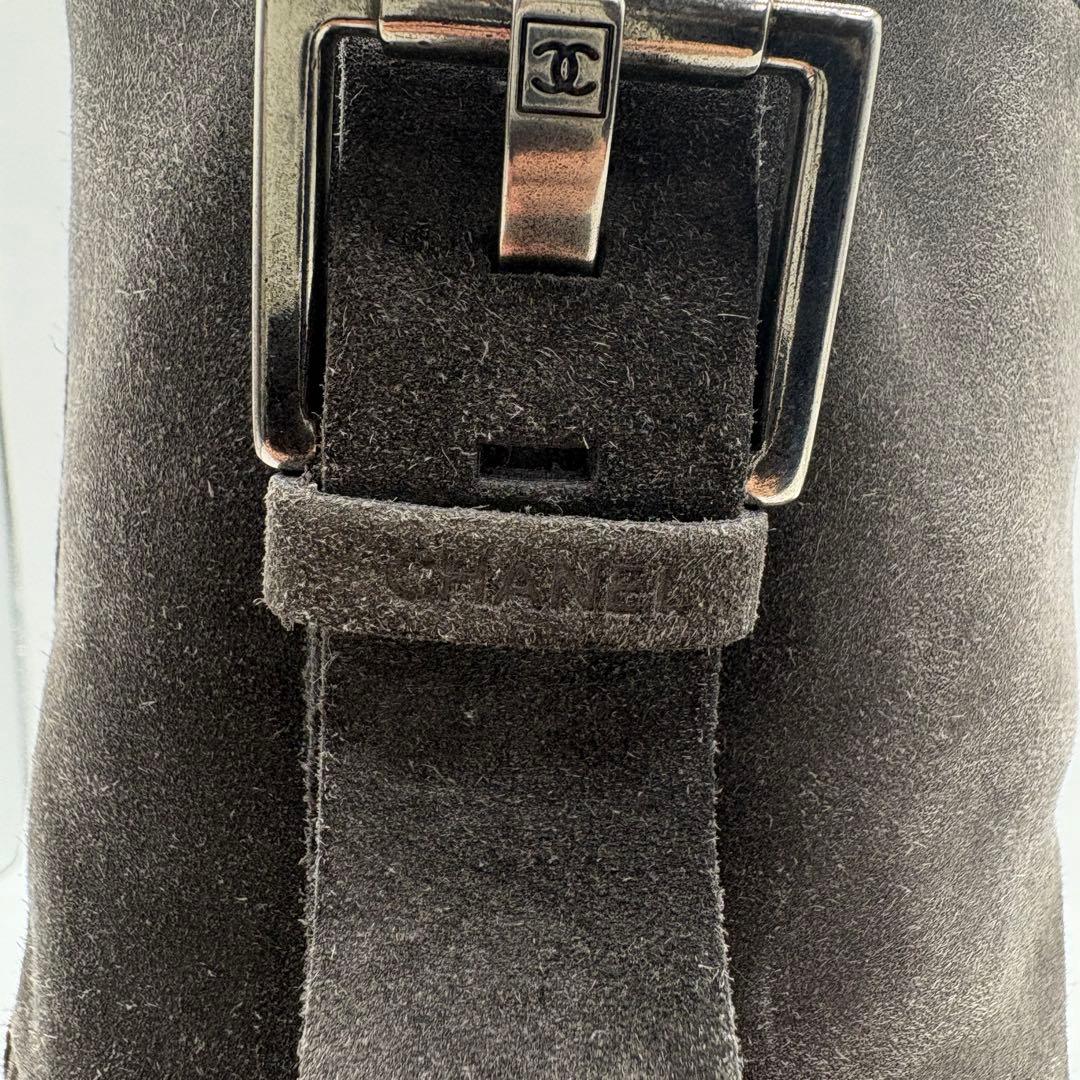 CHANEL シャネル スエード ミドルブーツ グレー 35.5（23cm）