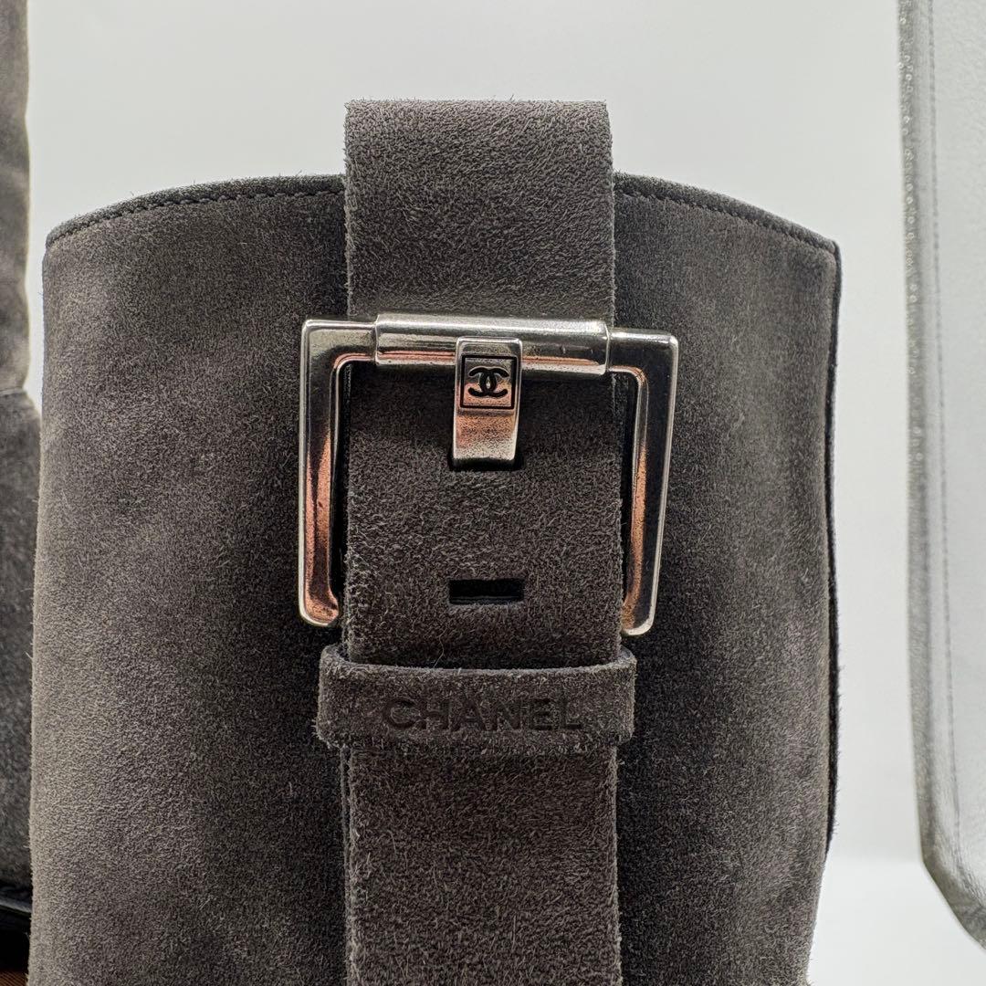 CHANEL シャネル スエード ミドルブーツ グレー 35.5（23cm）