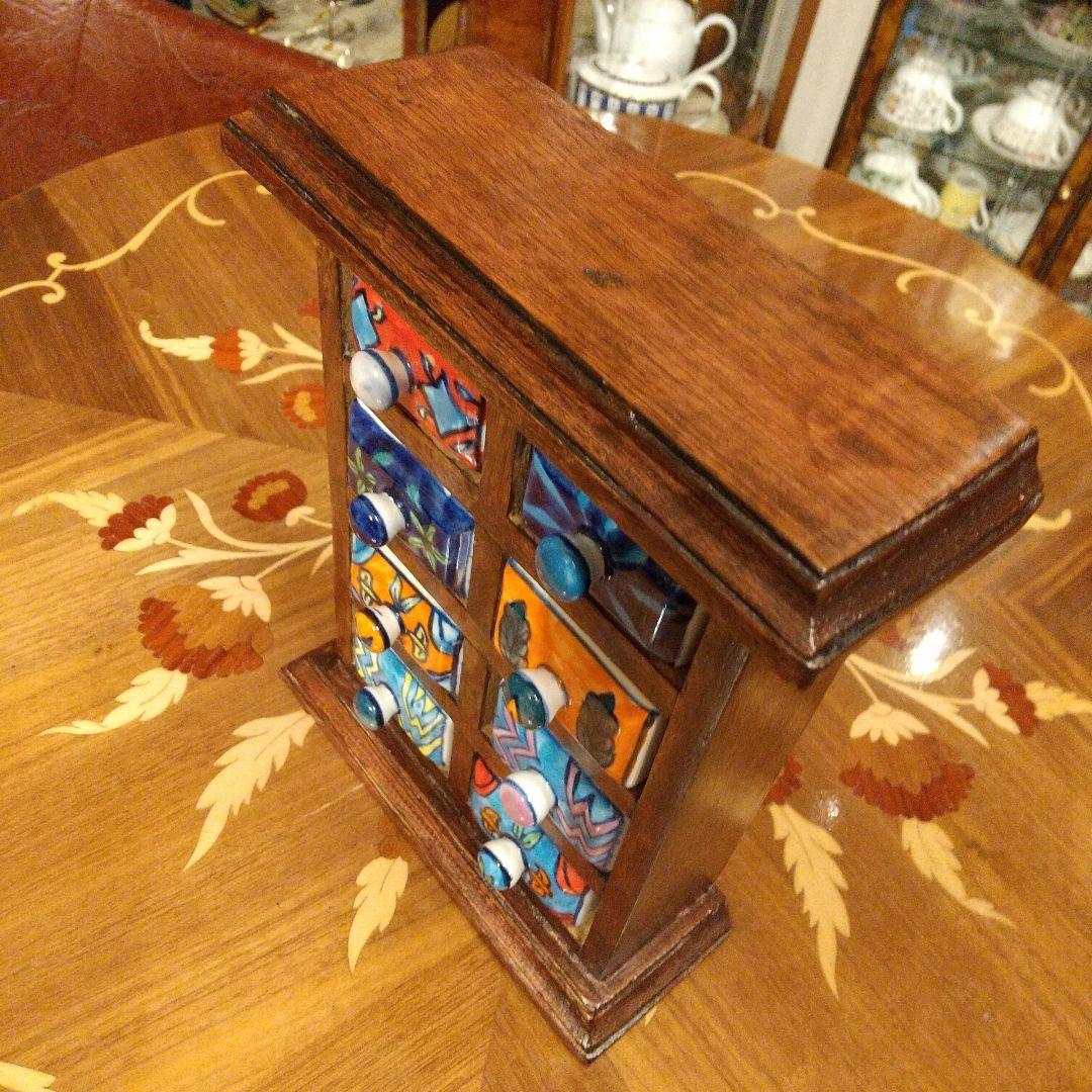 ハンドメイド 引き出し 小物入れランプ ステンドグラスミニランプ