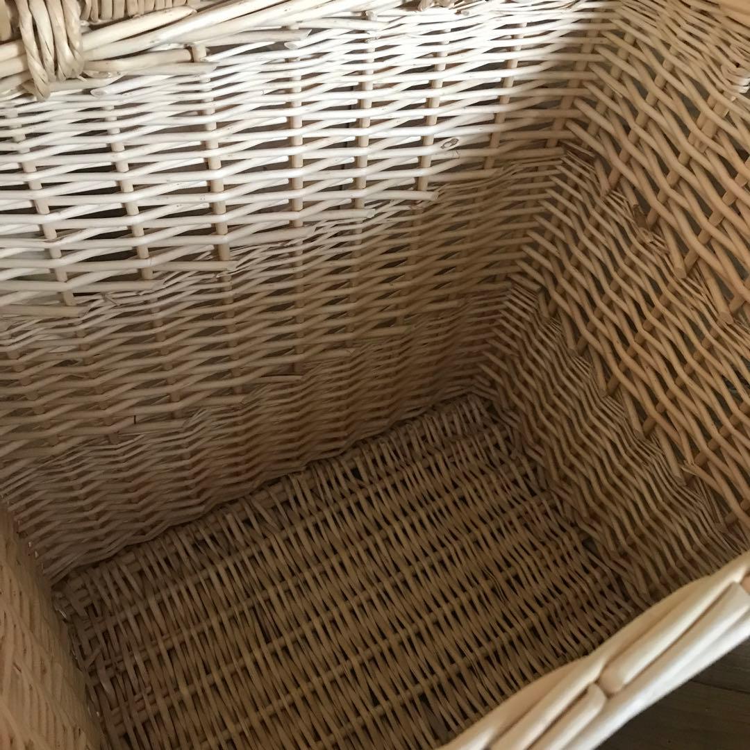 カゴ　バスケット　(手作りビンテージ布付き110×102)