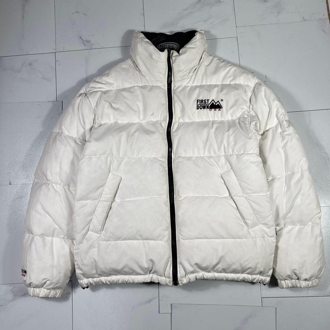 90s FIRST DOWN リバーシブル ダウンジャケット 水甚タグ 肉厚